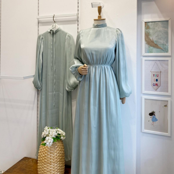 Su Yeşili Şifon Kumaş Vienella Abiye