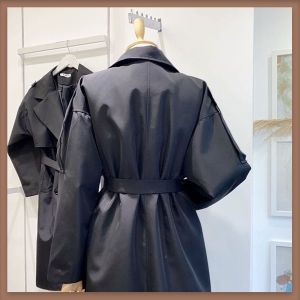 Siyah omuz detaylı chaud trençkot