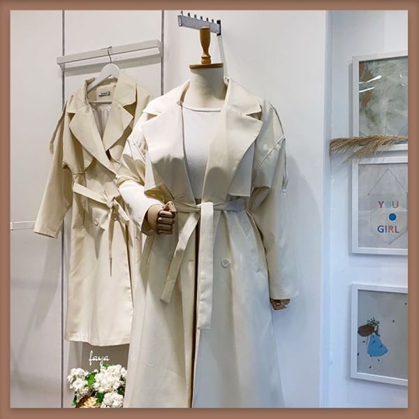 Ekru omuz detaylı chaud trençkot