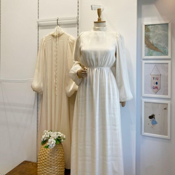 Ekru Şifon Kumaş Vienella Abiye