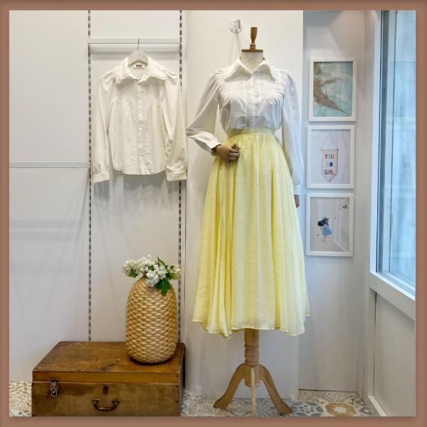 Sarı Asimetrik Kesim Blushaze Şifon Etek