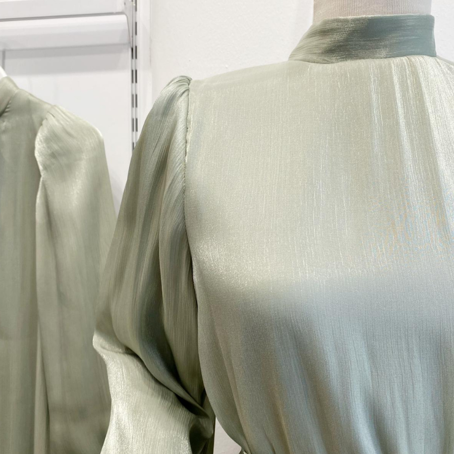 Çağla Yeşili Şifon Kumaş Vienella Abiye