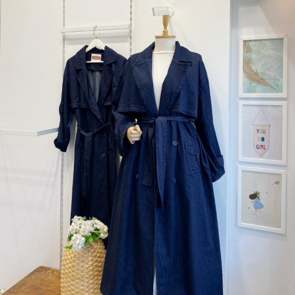 Rüzgarlık Detaylı Kot Trençkot