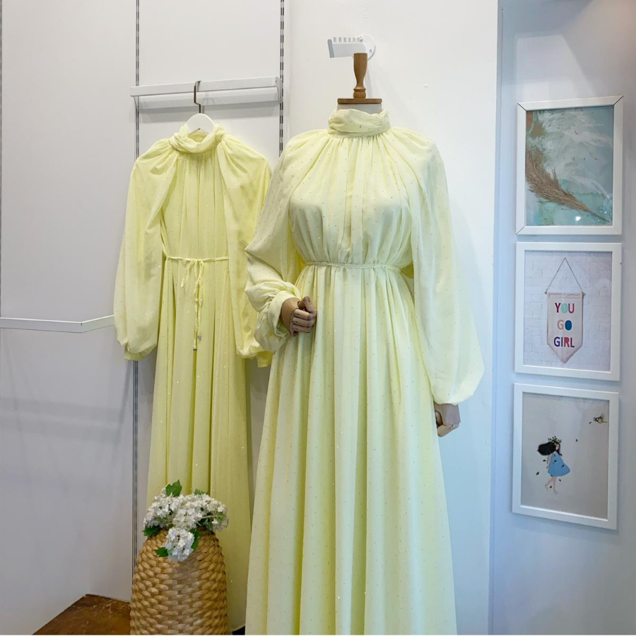 Sarı Şifon Serapha Abiye