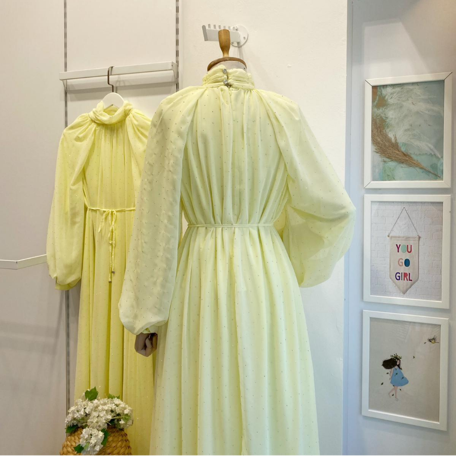 Sarı Şifon Serapha Abiye