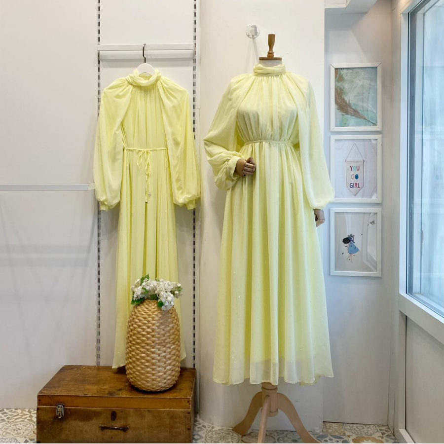 Sarı Şifon Serapha Abiye