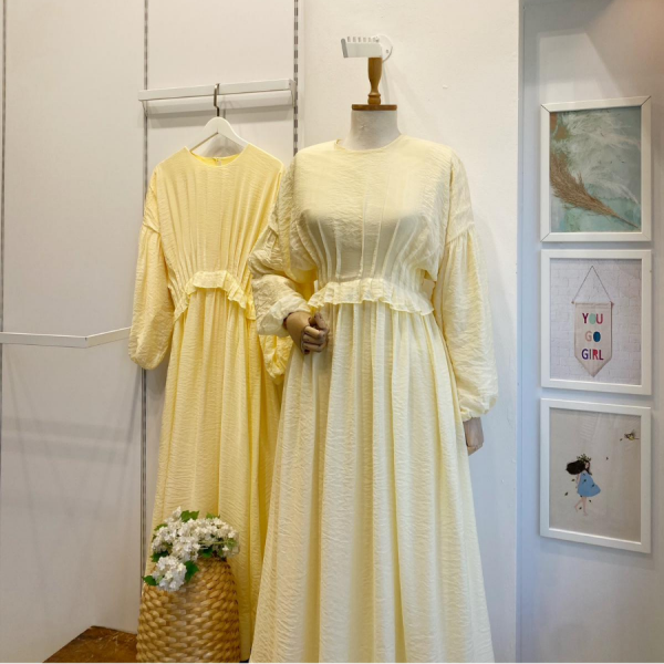 Sarı Şifon Morian Elbise