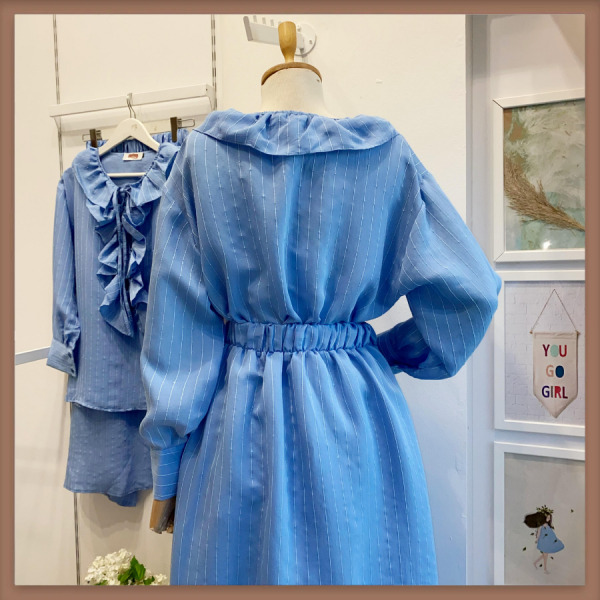 Mavi Fırfırlı Brise Takım