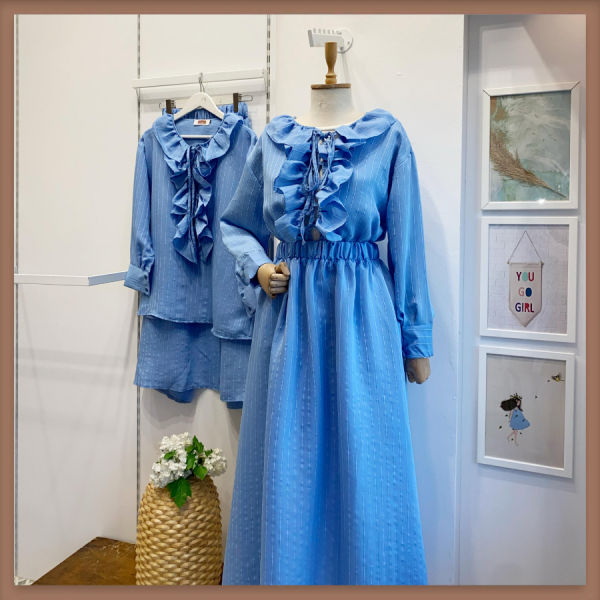 Mavi Fırfırlı Brise Takım