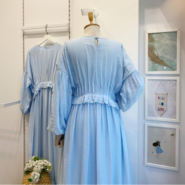 Mavi Şifon Morian Elbise