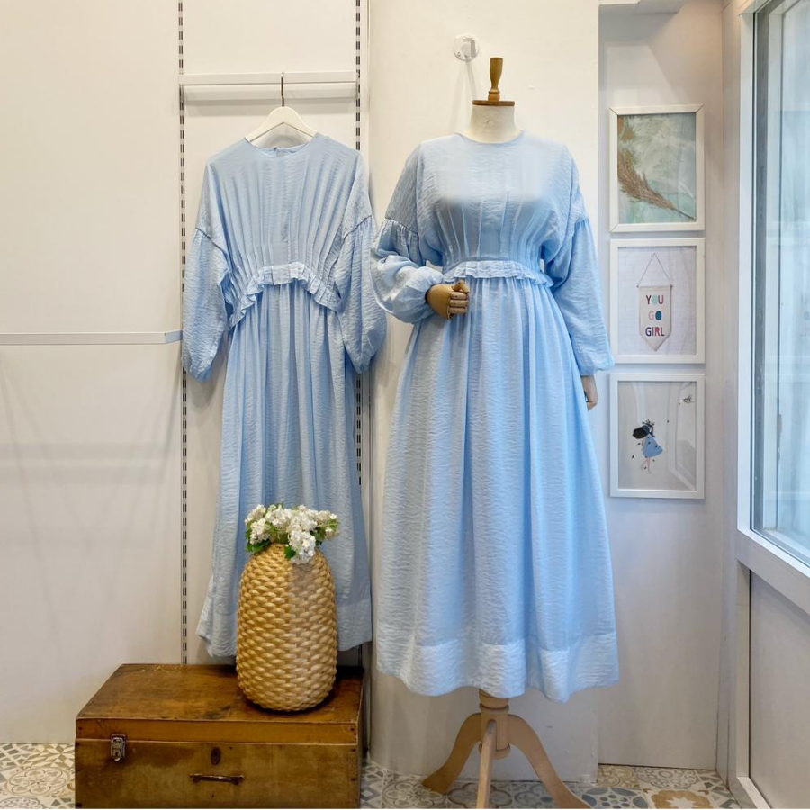 Mavi Şifon Morian Elbise