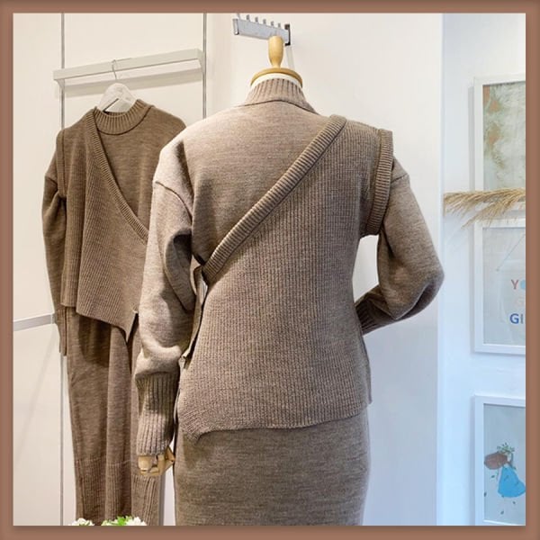 Knitted dress with mink sweater