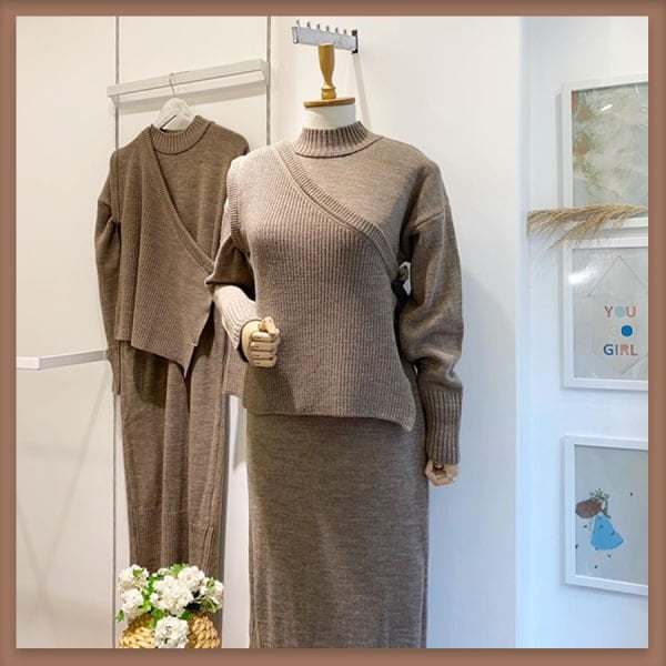 Knitted dress with mink sweater