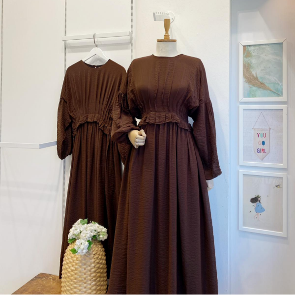 Acı Kahve Şifon Morian Elbise