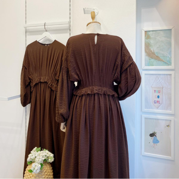 Acı Kahve Şifon Morian Elbise