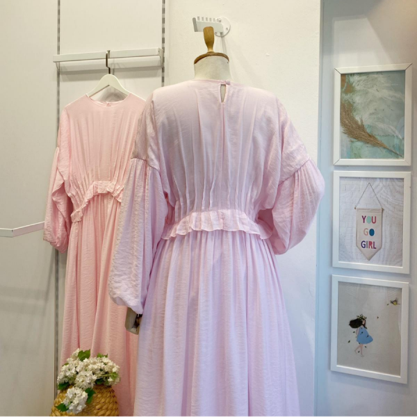 Pembe Şifon Morian Elbise