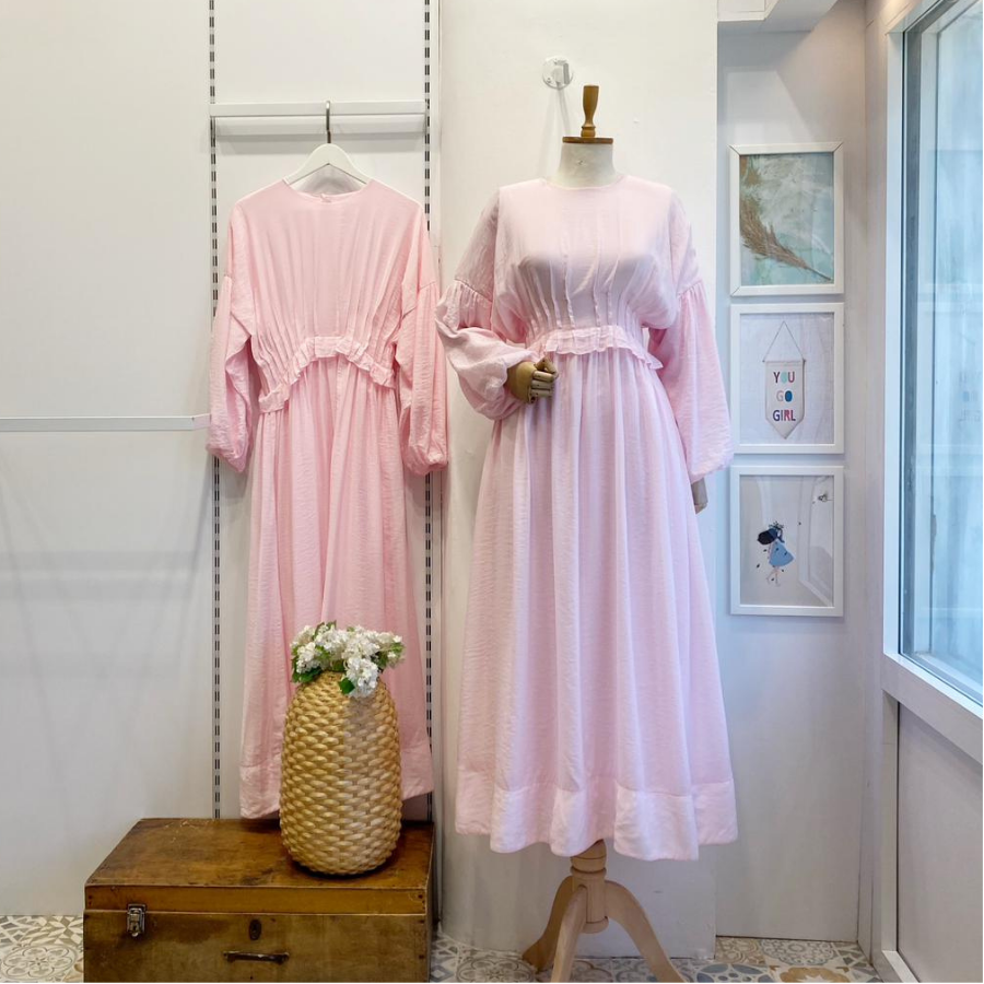 Pembe Şifon Morian Elbise