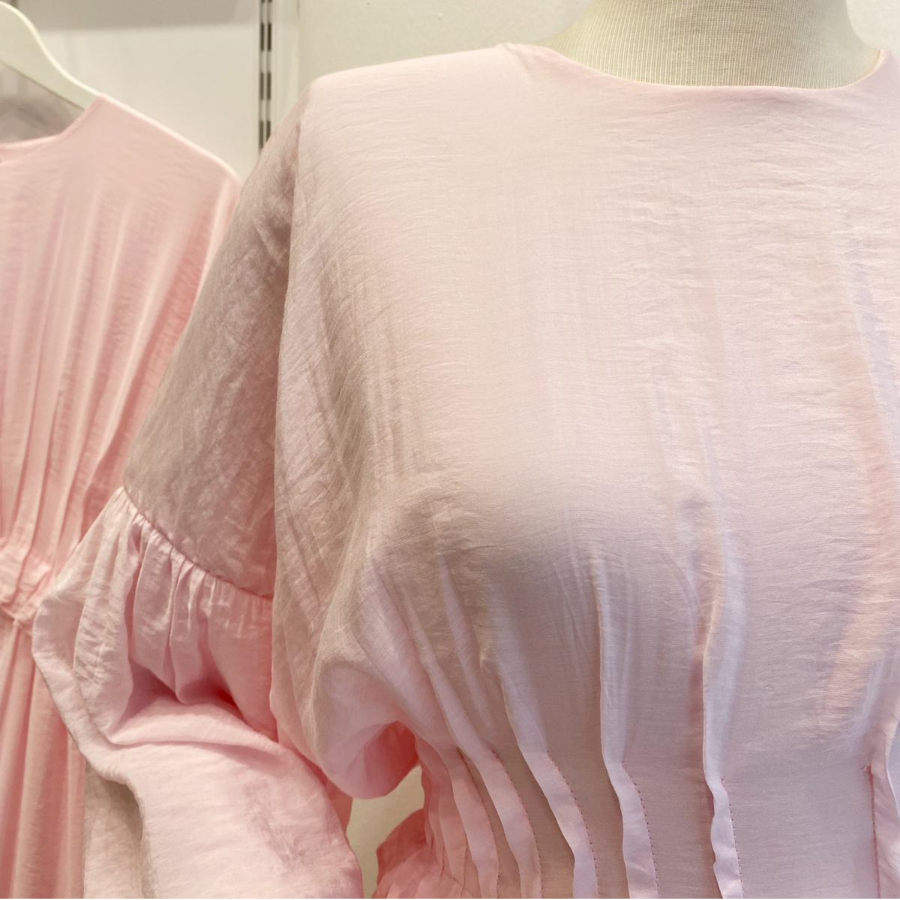 Pembe Şifon Morian Elbise