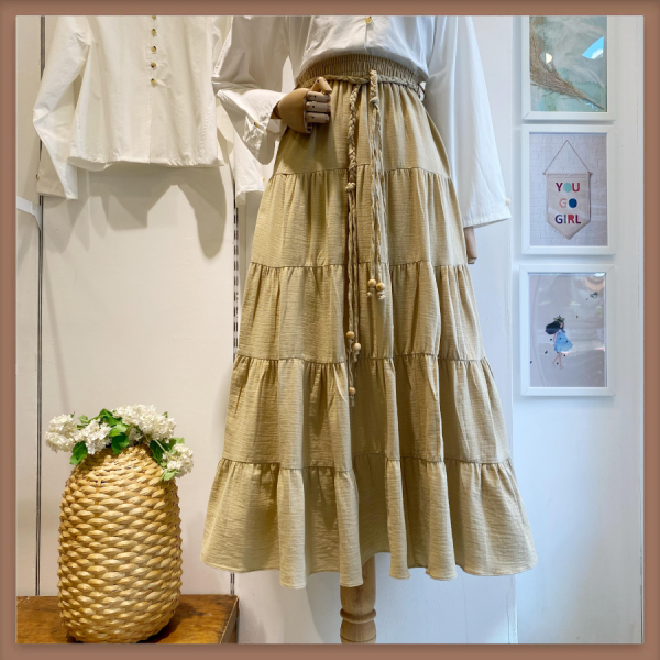 Çağla Yeşili Rocher Müslin Etek