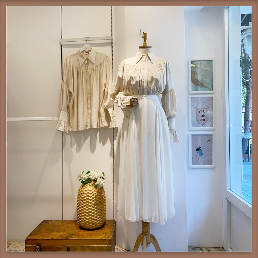 Beyaz İki Pileli Şifon Etek