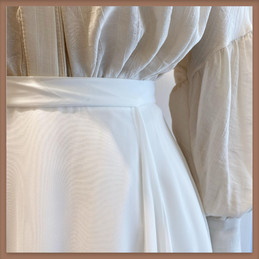 Beyaz İki Pileli Şifon Etek