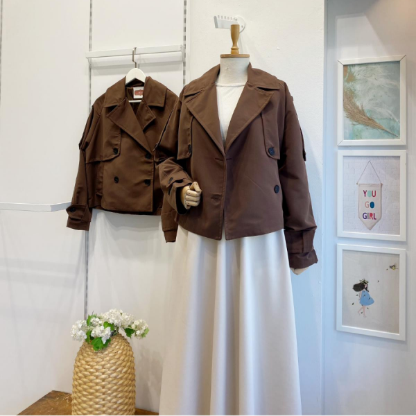 Kahverengi Dulcet Kısa Trençkot