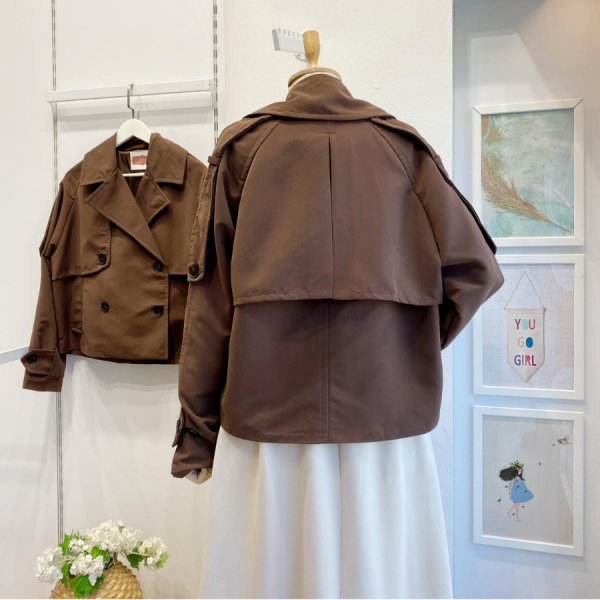 Kahverengi Dulcet Kısa Trençkot