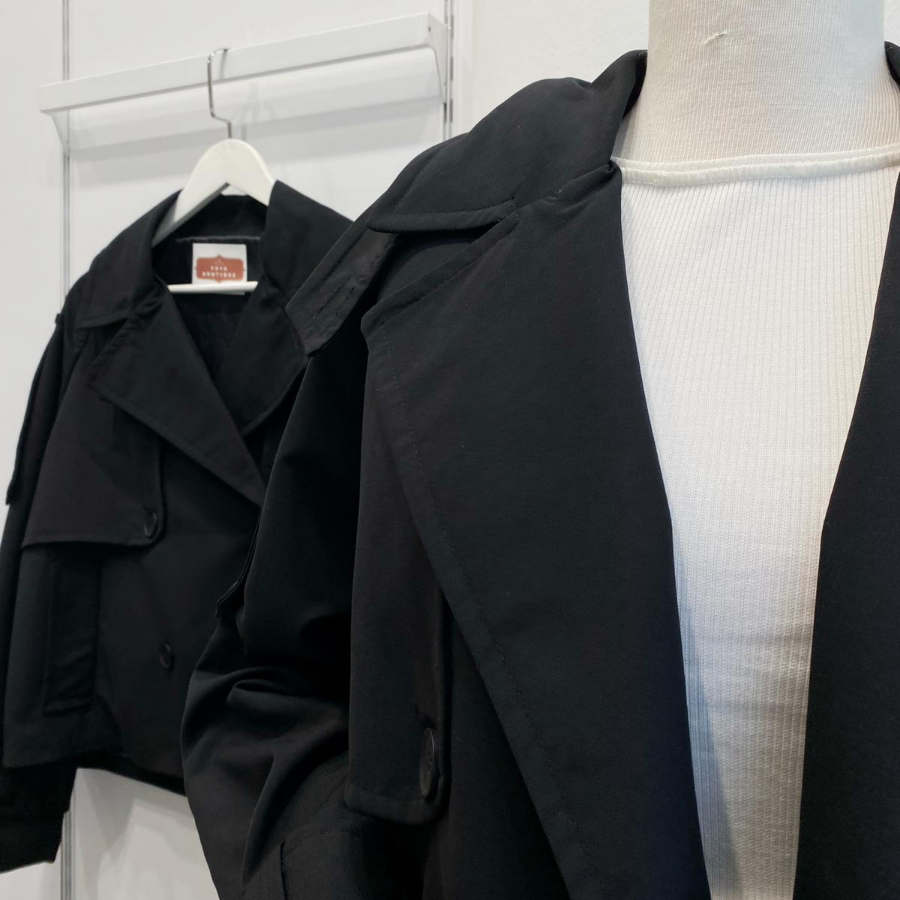 Siyah Dulcet Kısa Trençkot