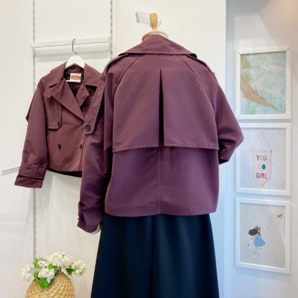 Mürdüm Dulcet Kısa Trençkot