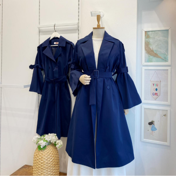 Lacivert İspanyol Kol Torino Trençkot