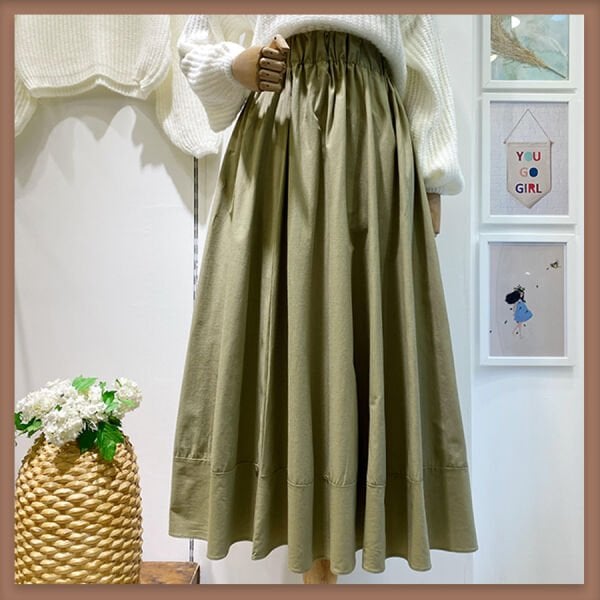 Dikiş detaylı çağla yeşili poplin etek