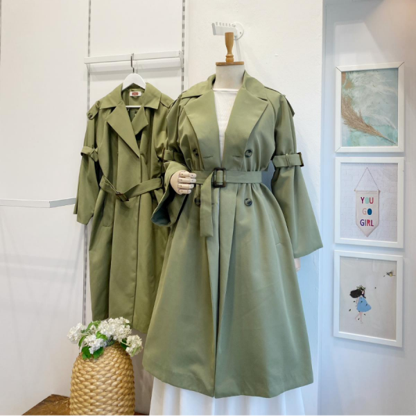 Haki Yeşili İspanyol Kol Torino Trençkot