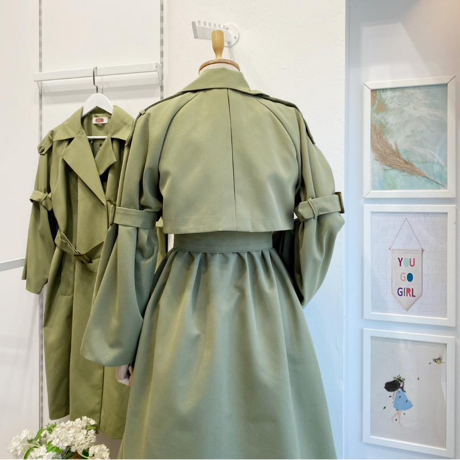 Haki Yeşili İspanyol Kol Torino Trençkot