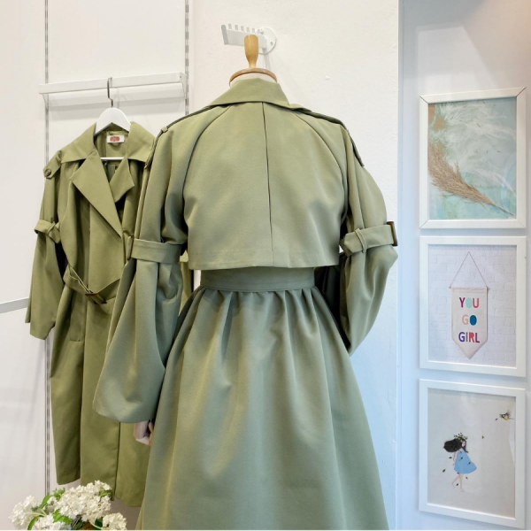 Haki Yeşili İspanyol Kol Torino Trençkot