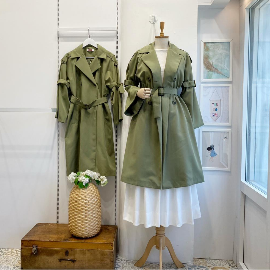 Haki Yeşili İspanyol Kol Torino Trençkot