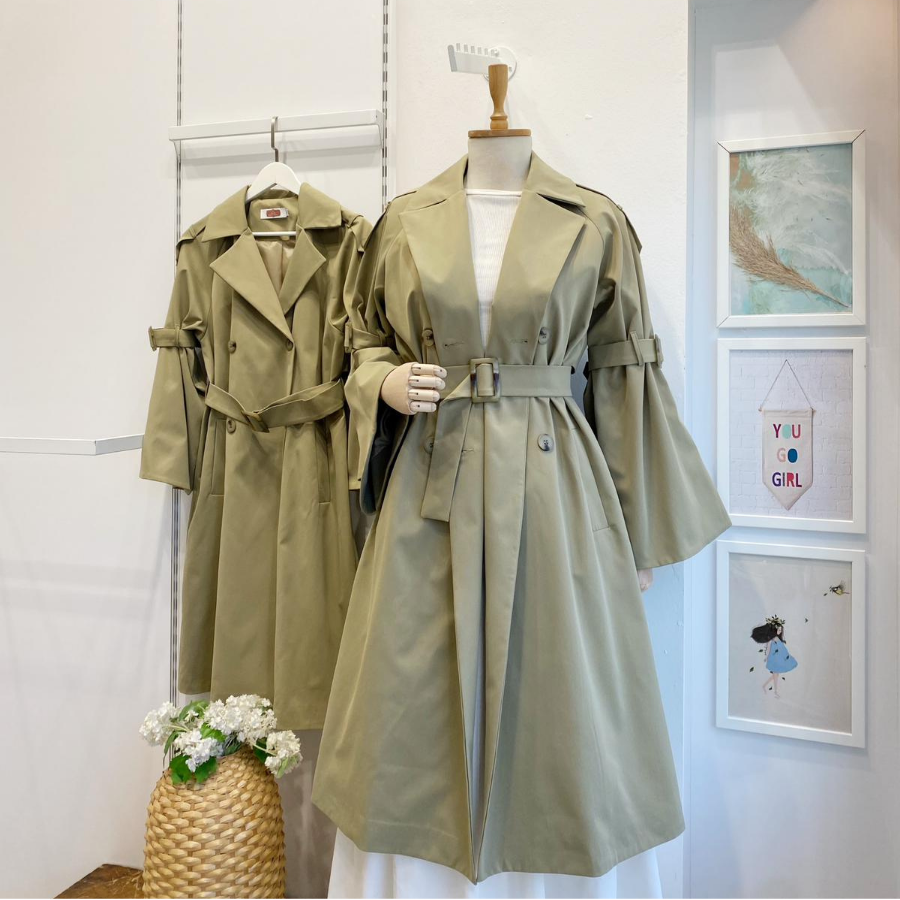 Çağla Yeşili İspanyol Kol Torino Trençkot