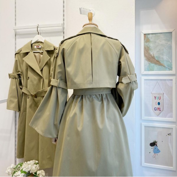 Çağla Yeşili İspanyol Kol Torino Trençkot