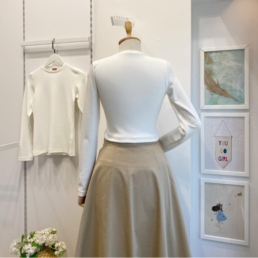 Beyaz Basic Penye Bluz