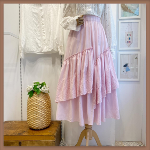 Pembe Fisto Detaylı Vela Etek