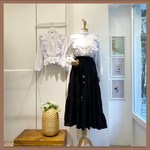 Siyah Rocher Müslin Etek