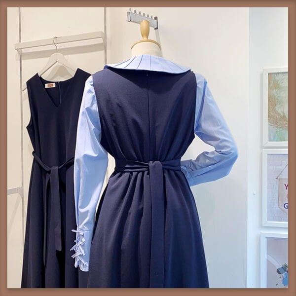 Lacivert Kuşak Detaylı Basic Crep Jile