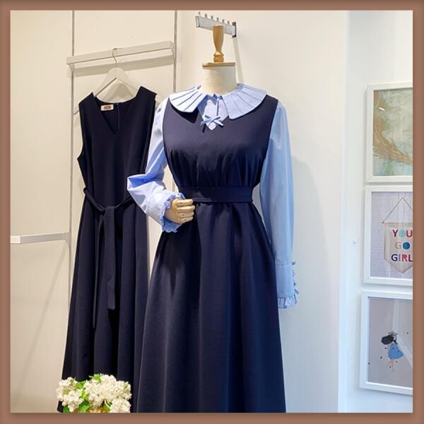 Lacivert Kuşak Detaylı Basic Crep Jile