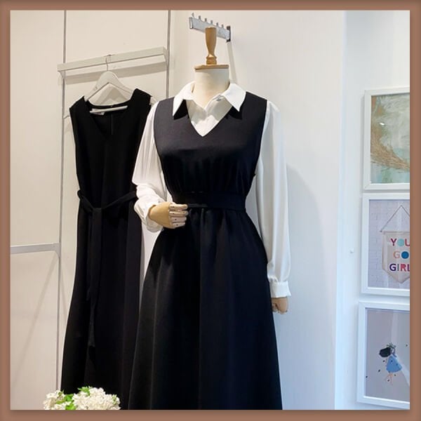 Siyah Kuşak Detaylı Basic Crep Jile