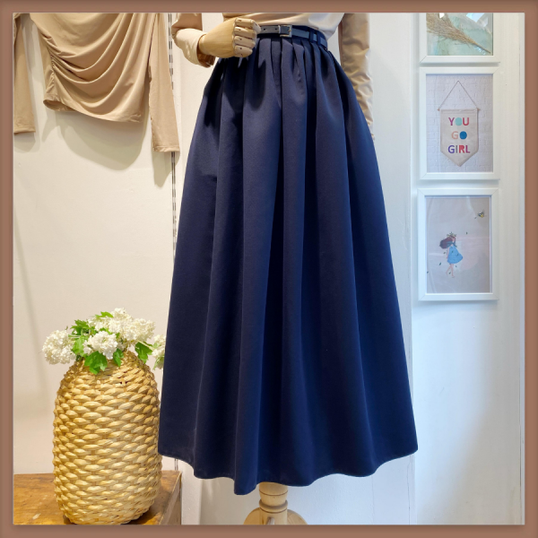 Lacivert Pelsa Pileli Etek