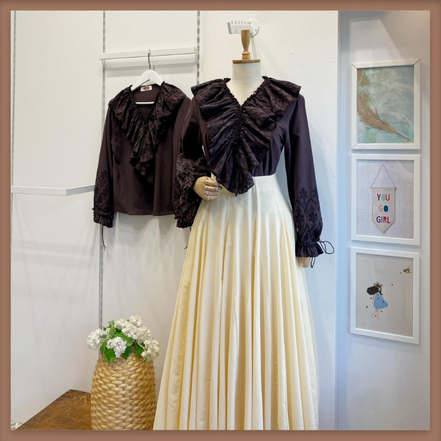 Brode Volanlı Acı Kahve Keten Gömlek