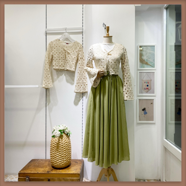 Açık Yeşil Ceinture Kemerli Etek