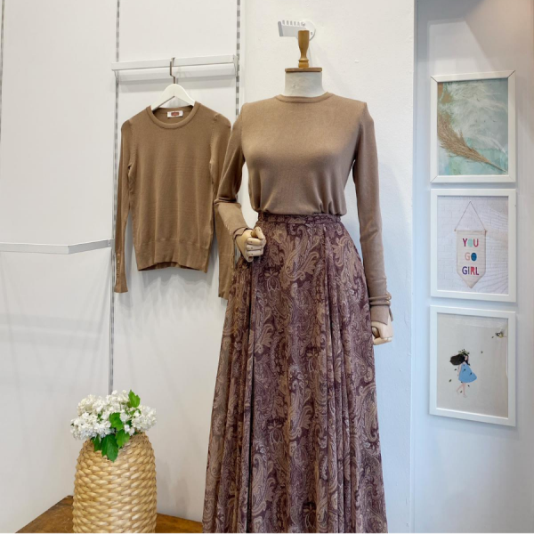 Koyu Vizon Bisiklet Yaka Kol Ortası Droplu Triko Kazak