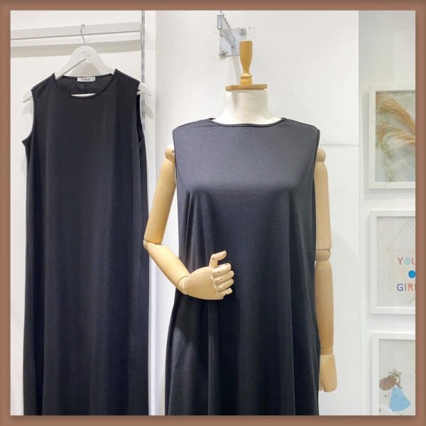 Siyah sıfır kol elbise içlik