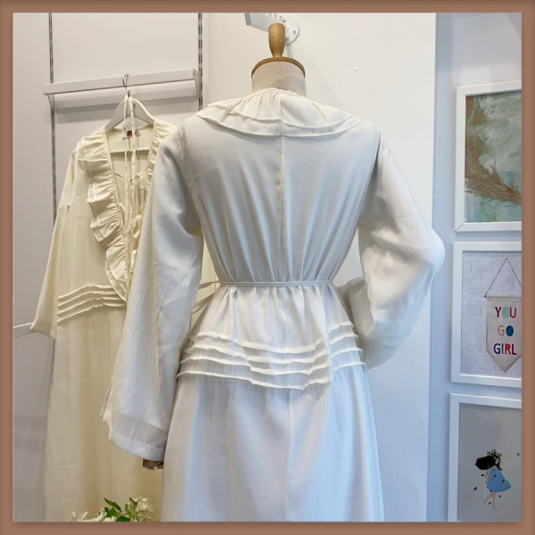 Ekru Şifon Paris Elbise