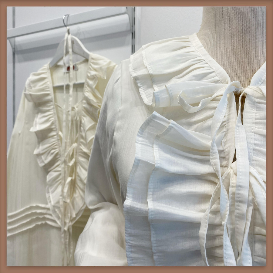 Ekru Şifon Paris Elbise